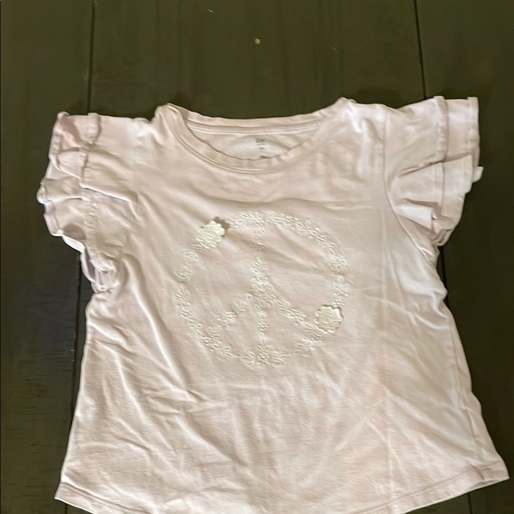 Kids Ruffle Sleeve Peace Sign Shirt - Pink